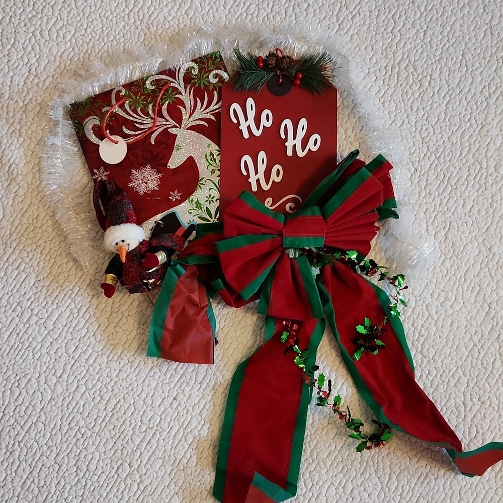 Christmas At Home Holiday Ho Ho Ho Red Green Santa Snowman Bundle